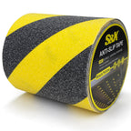 S&X Black/Yellow Anti Slip Tape, 6" x 33 FT, Heavy-Duty Grip Tape for Stairs Outdoor Waterproof Safety Non Skid Roll High Traction Non Slip Treads with Hard-Wearing Surface