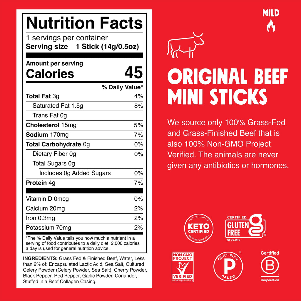 Chomps Original Beef Chomplings, Grass-Fed & Finished, 24ct, Protein Snack