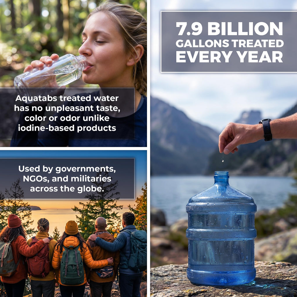 Aquatabs Water Purification Tablets, 397mg 100 Pack, Camping & Emergency