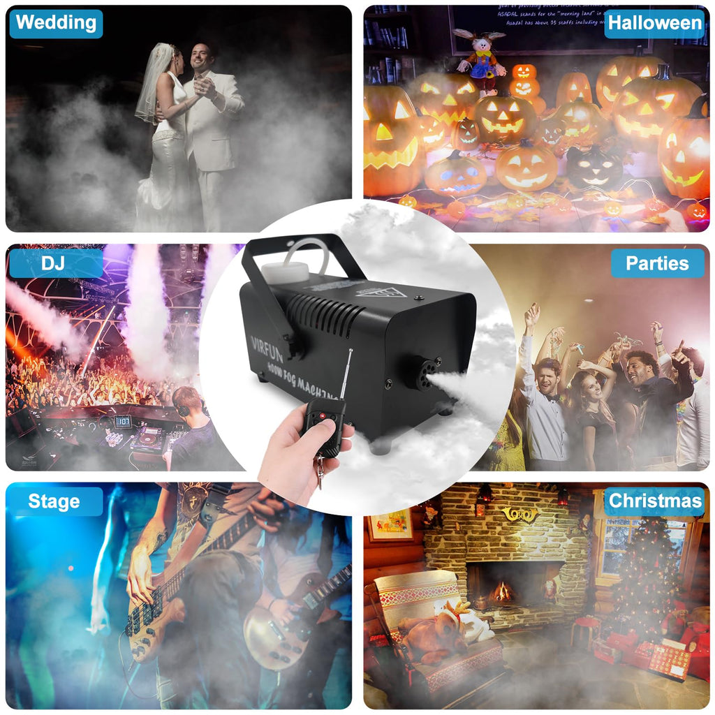 VIRFUN Fog Machine, Smoke Machine with Remote Control for Halloween, Party