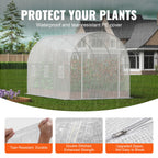 VEVOR Walk-in Tunnel Greenhouse, 9.6x6.4x6.2 ft Hoop House Greenhouse Tunnel, Plant Hot House with Galvanized Steel Frame, White PE Cover, Roll-up Zipper Door and 6 Windows for Outdoor