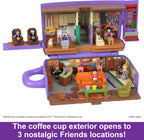 Polly Pocket Friends Compact Playset with 6 Character Dolls & 9 Accessories, Coffee Cup Exterior, Collectible Toy