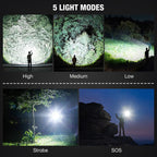 MILAOSHU Rechargeable Flashlights 90000 High Lumens - 2 Pack, Super Bright LED Flashlight Rechargeable with 5 Light Modes, High Powered & IPX7 Waterproof Flash Light for Camping, Home