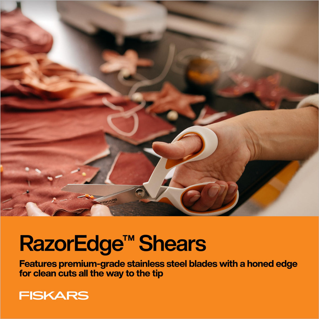 Fiskars 8" RazorEdge Fabric Scissors, Heavy Duty & Sharp Fabric Shears