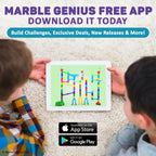 Marble Genius Marble Run - 150 Complete Pieces Maze Track Toys for Adults, Teens, Toddlers & Kids Aged 4-8 Years Old, (85 Translucent Marbulous Pieces + 65 Glass-Marble Set), Super Set