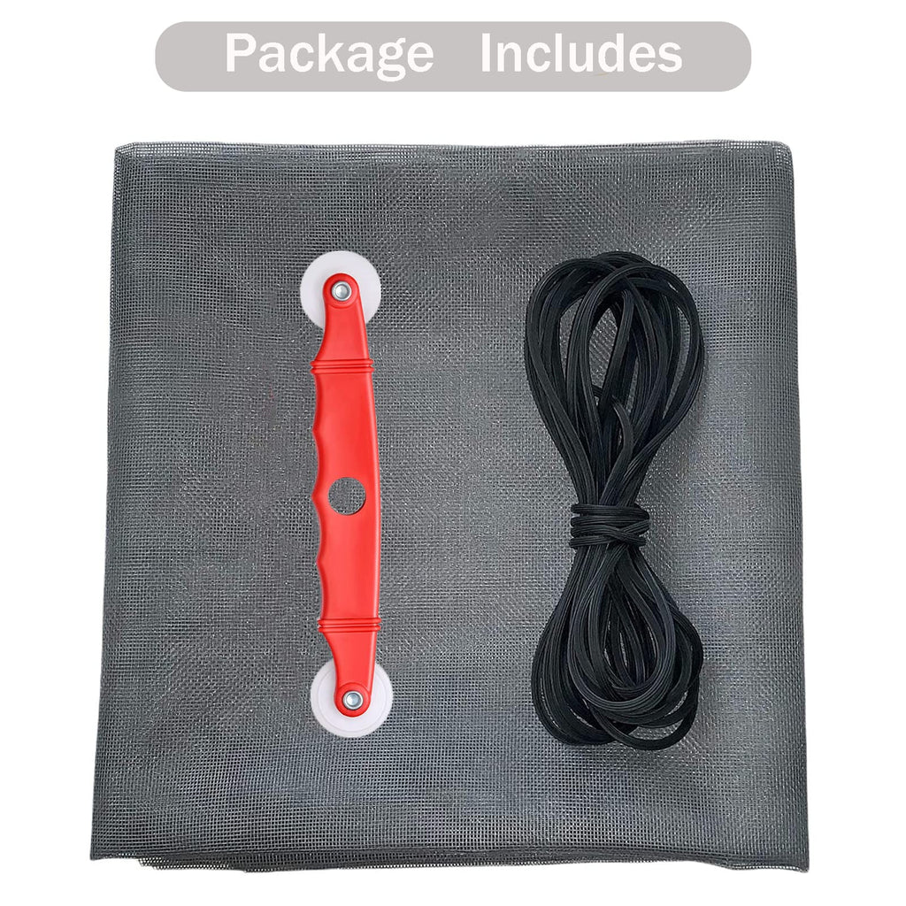 SAKURRY Window Screen Replacement Kit, 48'' x 99'' Fiberglass Screen Mesh with Rolling Tool and Screen Retainer Spline, DIY Adjustable Screen Door Mesh for Window, Door and Patio, Gray