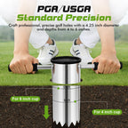 Somivrusa Portable Golf Hole Cutter 4" & 6" Golf Cup Digger, USGA-Standard Detachable Handle Stainless Steel Hole Digger for Backyard, Garden & Outdoor Golf Putting
