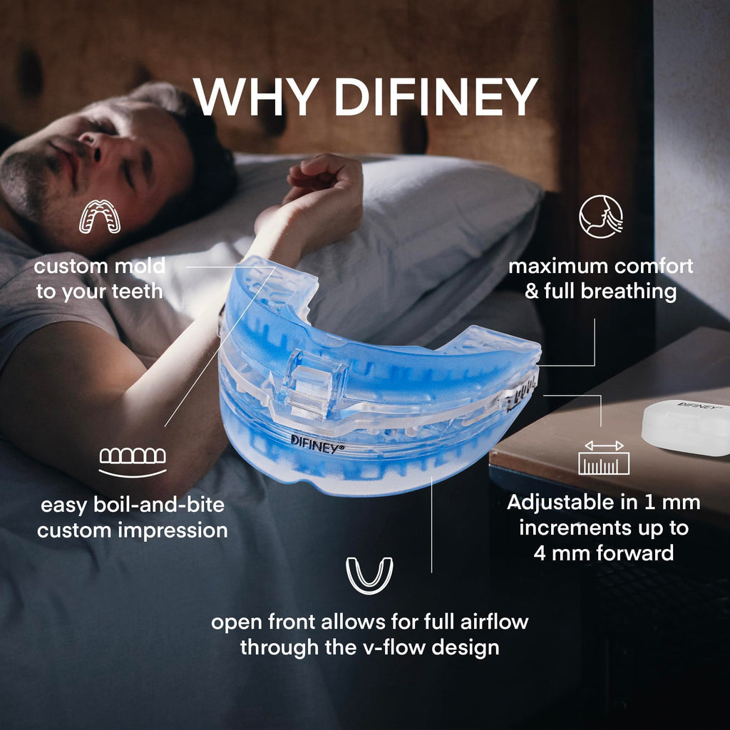 Difiney Anti Snoring Device: FDA-Cleared Anti Snoring Mouthpiece – Adjustable Snore Stopper Mouth Guard for Men & Women to Sleep Better – Reusable Nighttime Use with Storage Case