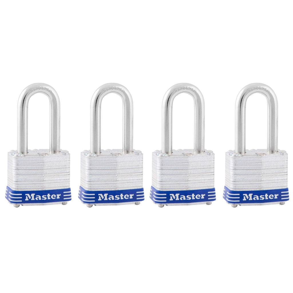Master Lock 3QLF Outdoor Padlock with Key, 4 Pack Keyed-Alike
