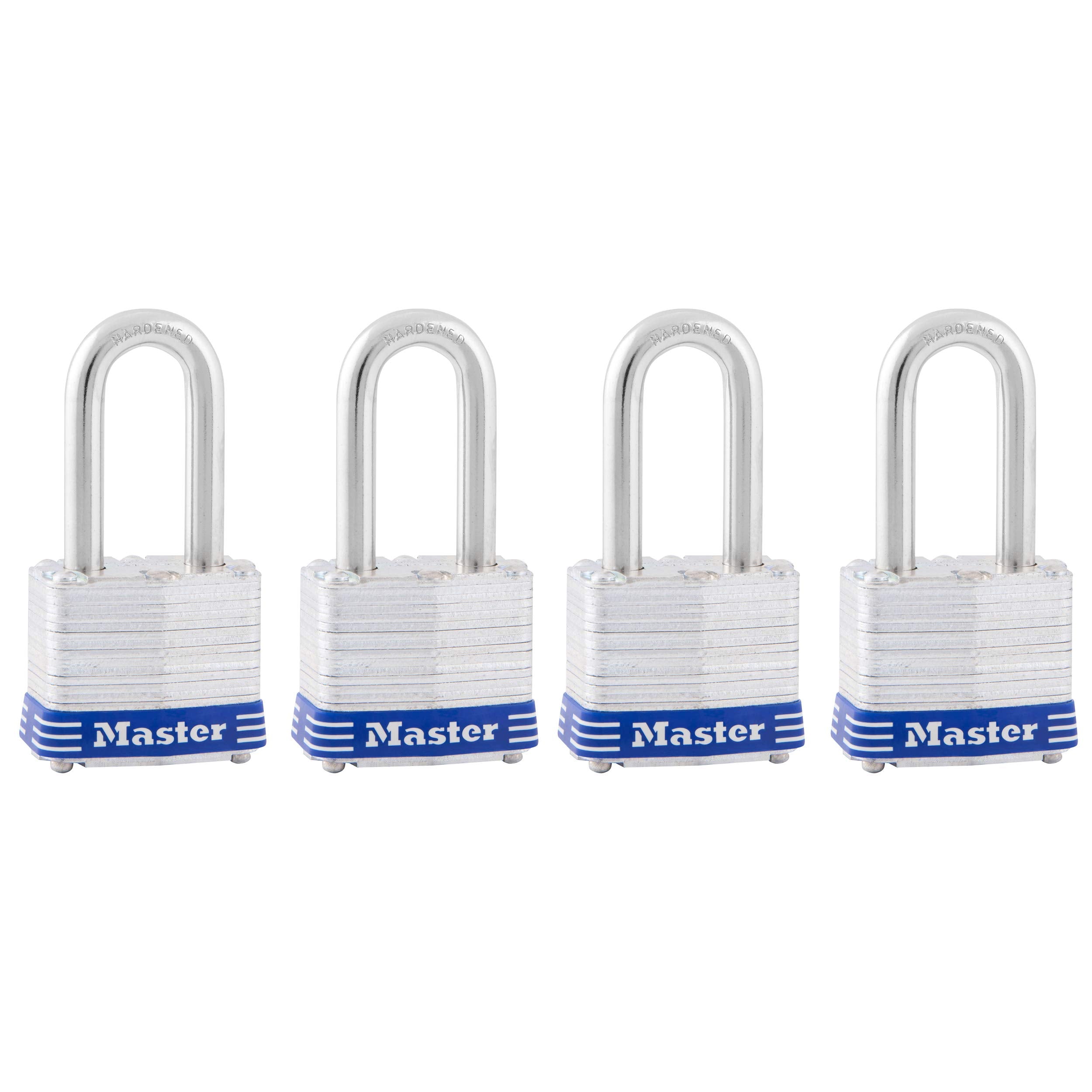 Master Lock 3QLF Outdoor Padlock with Key, 4 Pack Keyed-Alike