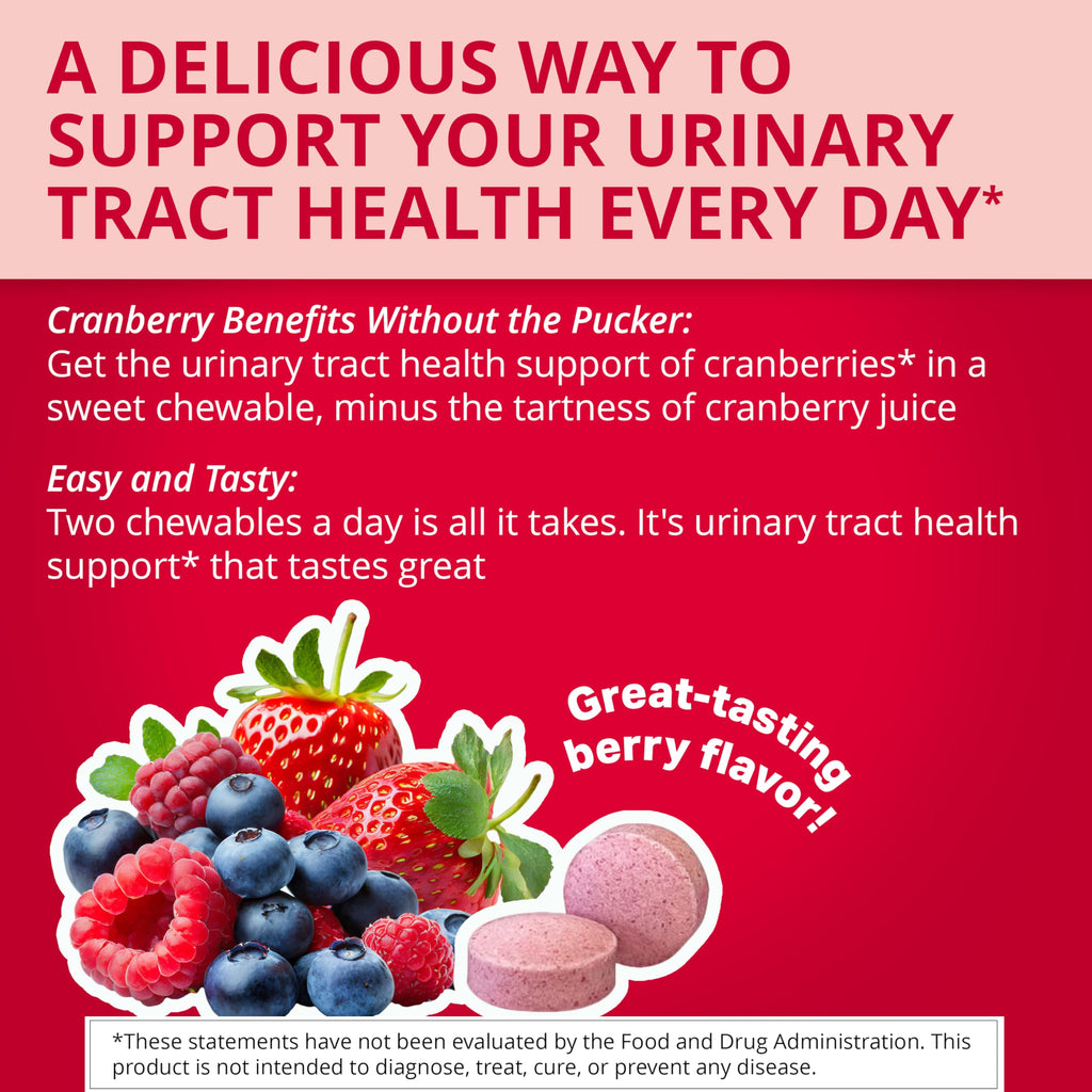 Uricalm Cranberry,Daily Dietary Supplement Chewable with D-Mannose,Berry,60 Count (Pack of 2)