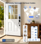 Veise VE017G-H Wi-Fi Smart Fingerprint Front Door Lock Set, Remote App Control, Keyless Entry Deadbolt with Handle, Backlit Keypad, IP55 Weatherproof, Auto Lock, Easy to Install, Matte Black