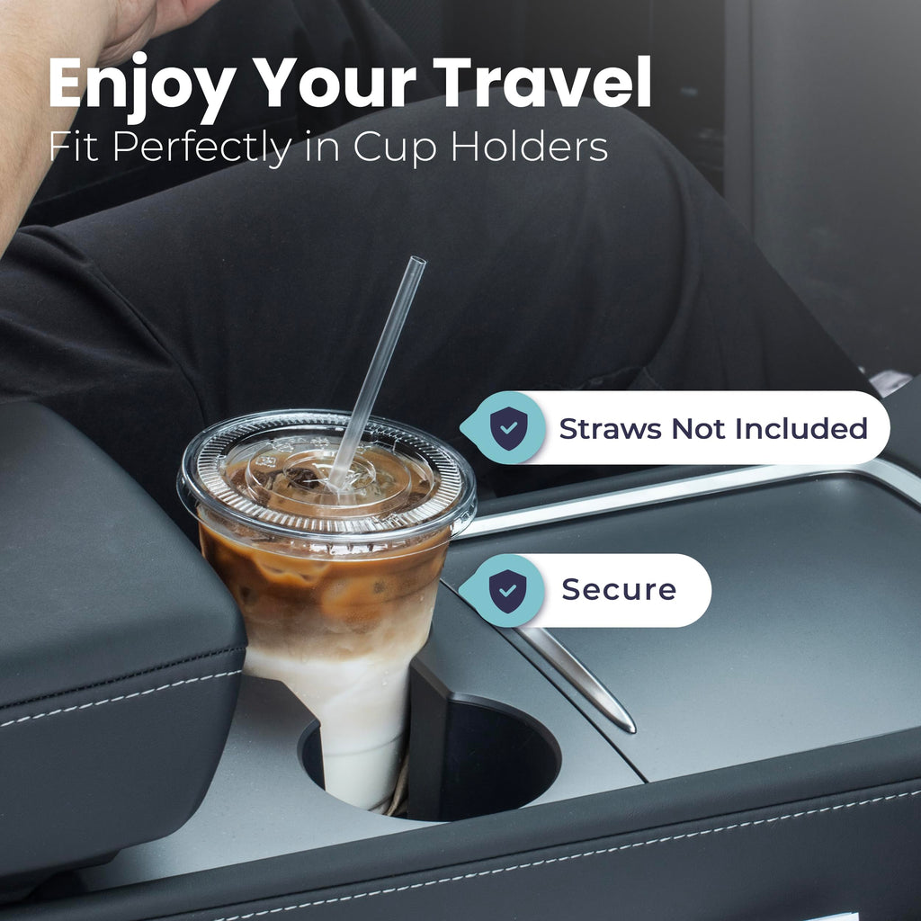 Fit Meal Prep 100 Pack 16 oz Clear Plastic Cups with Flat Lids, Disposable Iced Coffee Cups, BPA Free Premium Crystal Smoothie Cup for Party, Lemonade Stand, Cold Drinks, Juice, Milkshake