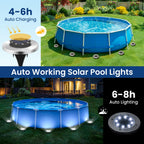 PATIOWIN 6 Pack Solar Pool Lights for Above Ground Pools Accessories, LED Above Ground Pool Lights Outdoor Waterproof, Outdoor Solar Pool Lights Decorations (Cool White)