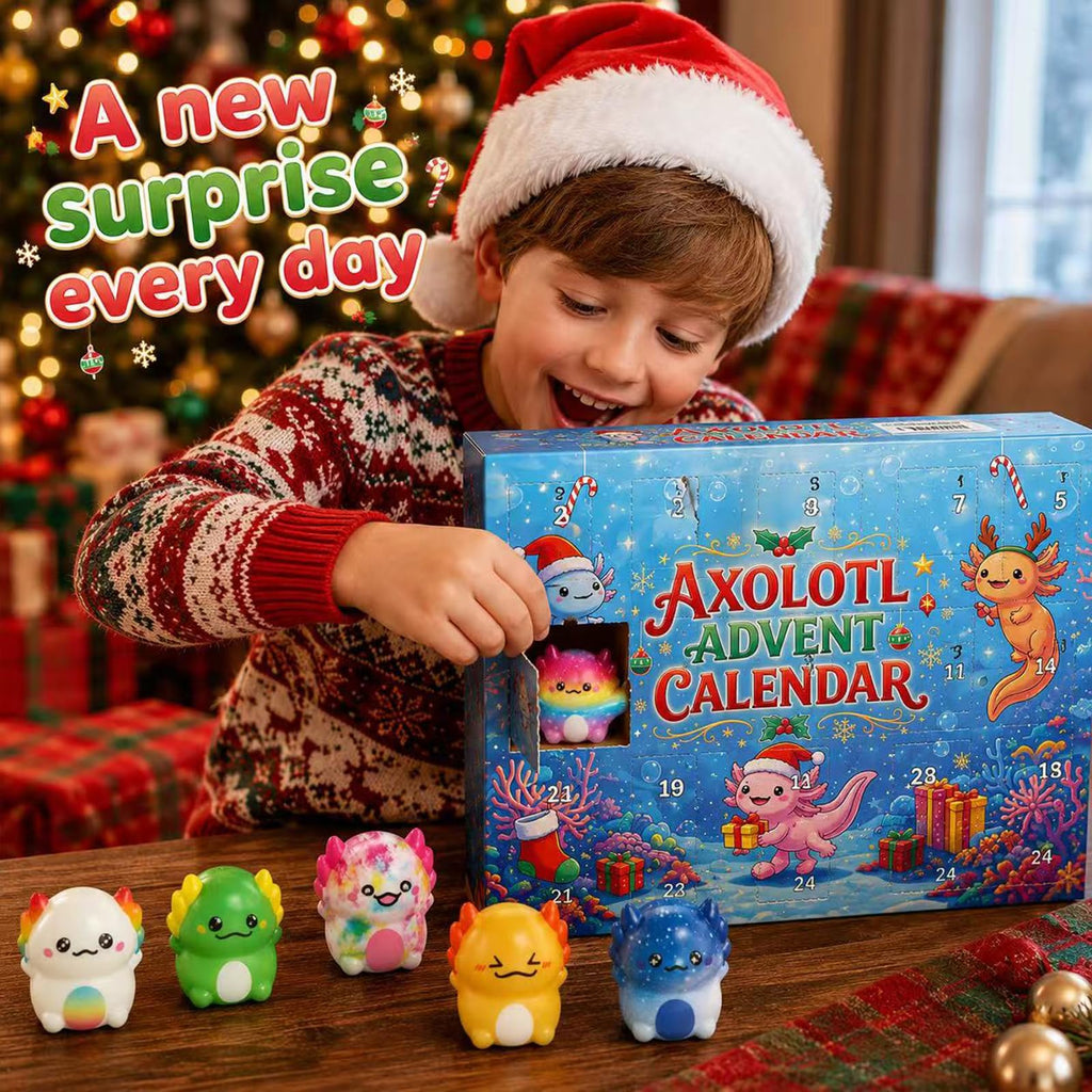 Axolotl Squishy Advent Calendar 2026,24 Axolotl Slow Squisies Toys,Christmas Countdown Calendar Party Favors,Christmas Stocking Stuffers Gifts
