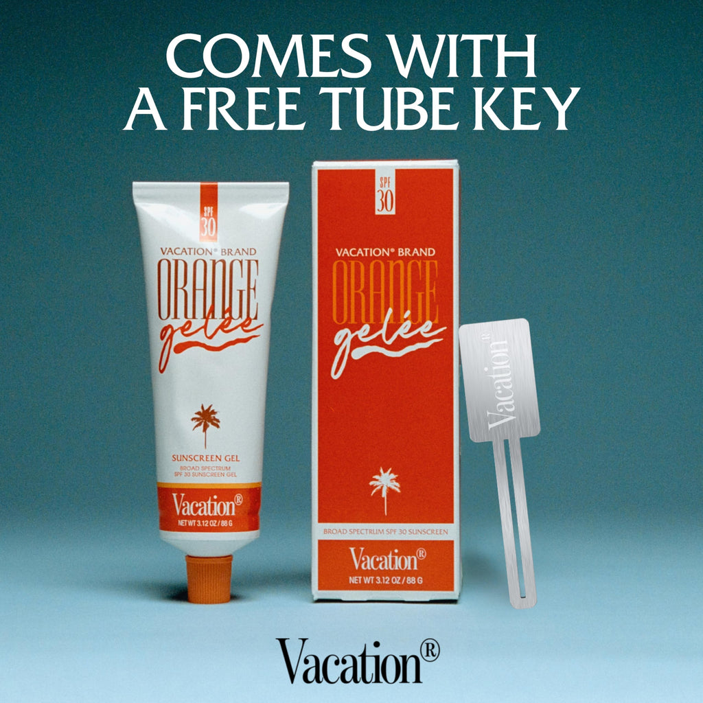 Vacation Orange Gelée SPF 30 Gel & Tube Key Bundle, Hydrating Balm-to-Oil Sunscreen, Mineral-Oil Free, Water-Resistant, Travel Size, 3.12 Oz.