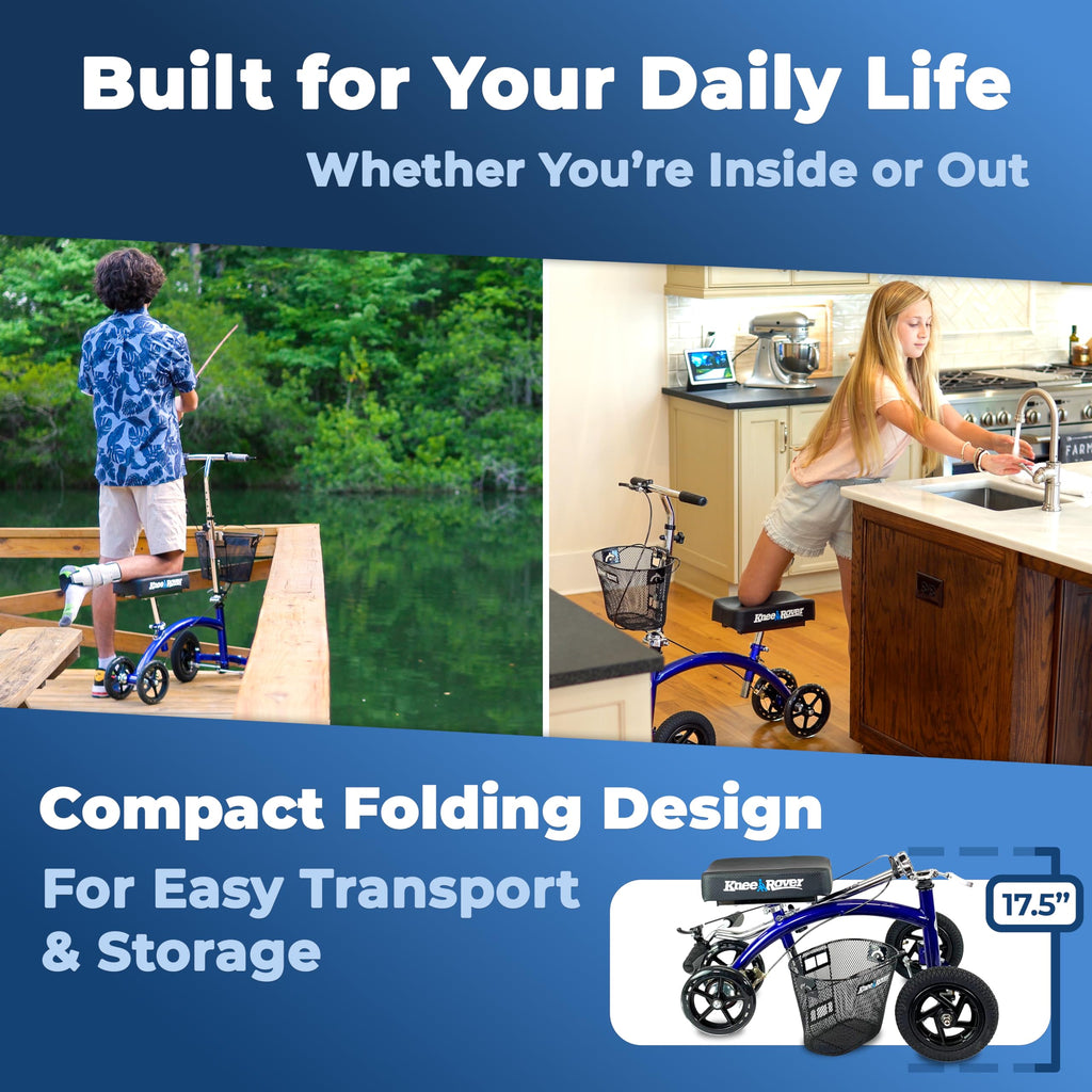 KneeRover Hybrid Knee Walker - All New Featuring KneeCycle Knee Scooter with All Terrain Front Axle Upgrade for Foot, Lower Leg or Ankle Injury
