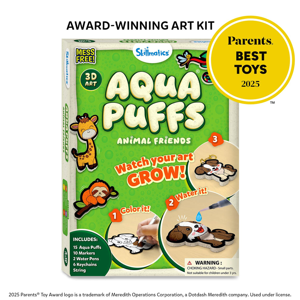 Skillmatics Aqua Puffs Animals, Paint by Number, Stocking Stuffer for Kids
