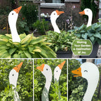 OUUJUOZ Metal Outdoor Goose Statue - Garden & Yard Decor, 17" Lawn Goose Figurine with Vibrant Rust-Resistant Finish, Weatherproof Metal Goose Decor for Patio, Entryway or Garden Gifts for Women