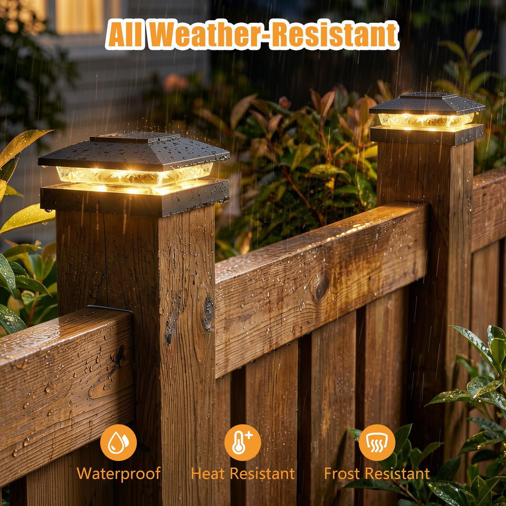 4x4 Solar Post Cap Lights 4-Pack, Dual Color LED Lights for Wood/Vinyl Post