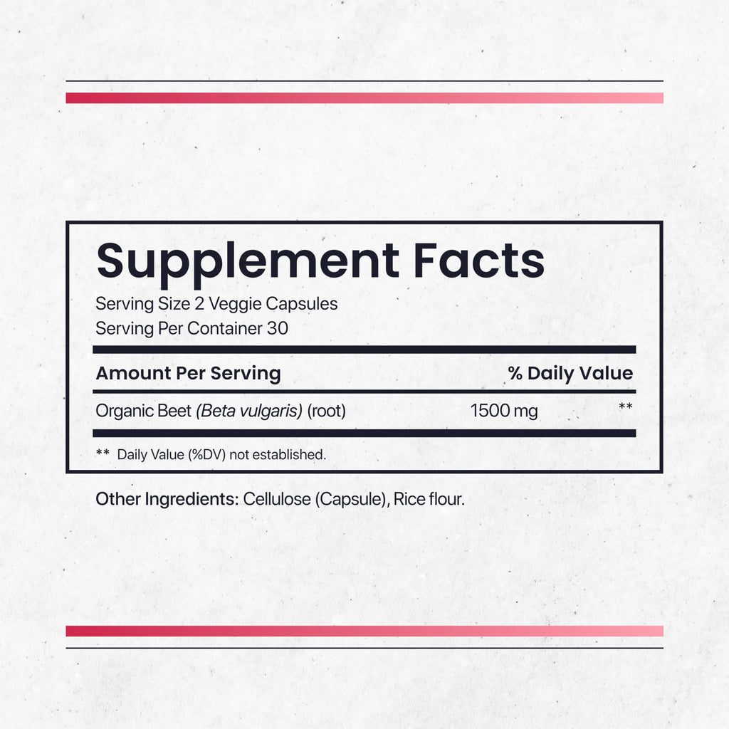 Nature's Pure Blend Organic Beet Root Powder Capsules – Beet Root Capsules & Beets Supplements for Circulation – L Arginine – Nitric Oxide Supplements – 1500MG