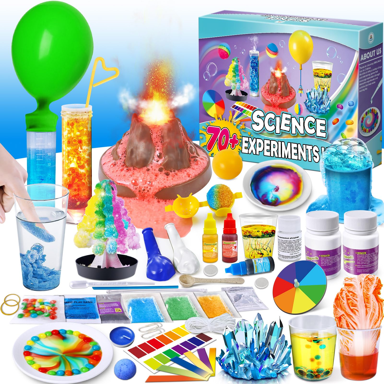 UNGLINGA 70+ Experiments Science Kit for Kids, Chemistry Set, Educational Toys Gifts Idea for Boys and Girls Birthday Christmas S.T.E.M Toy Project