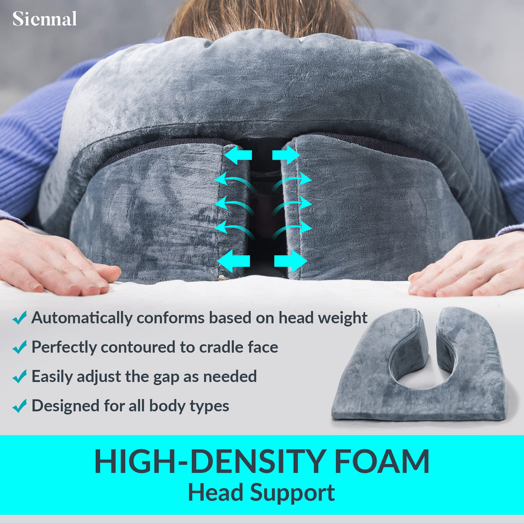 Siennal Face Down Pillow for Sleeping - for BBL or Eye Surgery Recovery - Prone Pillow for Vitrectomy, Retinal Surgery or Home Massages - CertiPUR-US® Certified Shredded Memory Foam