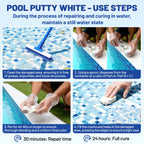 Pool Putty, 17.6oz/500g 2 Part Epoxy Pool Putty for Underwater or Above-Water Crack Leak Filling and Repair, Sealing and Repair of Holes and Damage in Fiberglass, Concrete and Tile Surfaces (White)