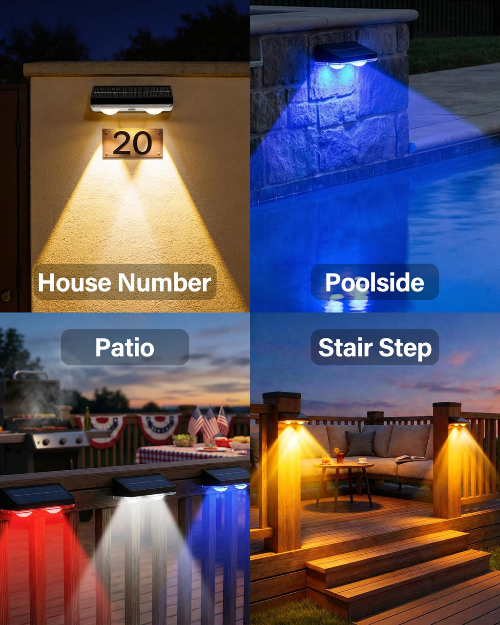 Toeuie Solar Fence Lights Outdoor, 6 Pack Ultra-Bright 85LM Fence Lights Solar Powered, 9 RGB Color Modes, IP65 Waterproof, 12H Dusk to Dawn Glow for Pool/Deck/Patio/Wall/Backyard - Black
