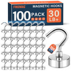 FINDMAG Magnetic Hooks for Cruise Cabins, 30lbs Strong Magnet Hooks Heavy Duty, N52 Rare Earth Magnetic Hooks for Hanging, 2026 Cruise Cabin Ship Essentials, Kitchen, Home, Workshop (100 Pack, Silver)