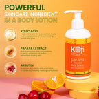 Koji White Kojic Acid & Papaya Body Lotion, Women Gift Sets for Exfoliating, Skin Brightening, Moisturizer, Radiance, Even Tone, Age Spots & Sun Damaged, Vegan, Paraben-Free, 8.45 Fl Oz (2 Bottles)