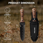 ROYTOA Hori Hori Garden Knife, Garden Tools with Sheath for Weeding,Planting,Digging, 7" Stainless Steel Blade with Cutting Edge, Full-Tang Walnut Wood Handle with Hanging Hole