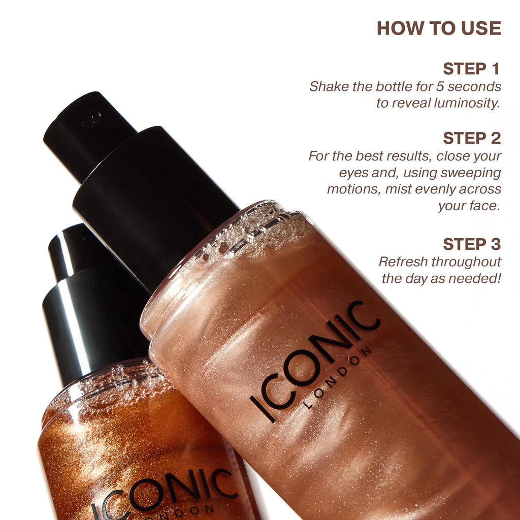 ICONIC LONDON Prep-Set-Glow | Hydrating + Setting + Glowing Spray, 3-in-1 Formula for a Dewy, Radiant Finish, Cruelty-Free, Vegan Makeup, 4.22 Fl oz