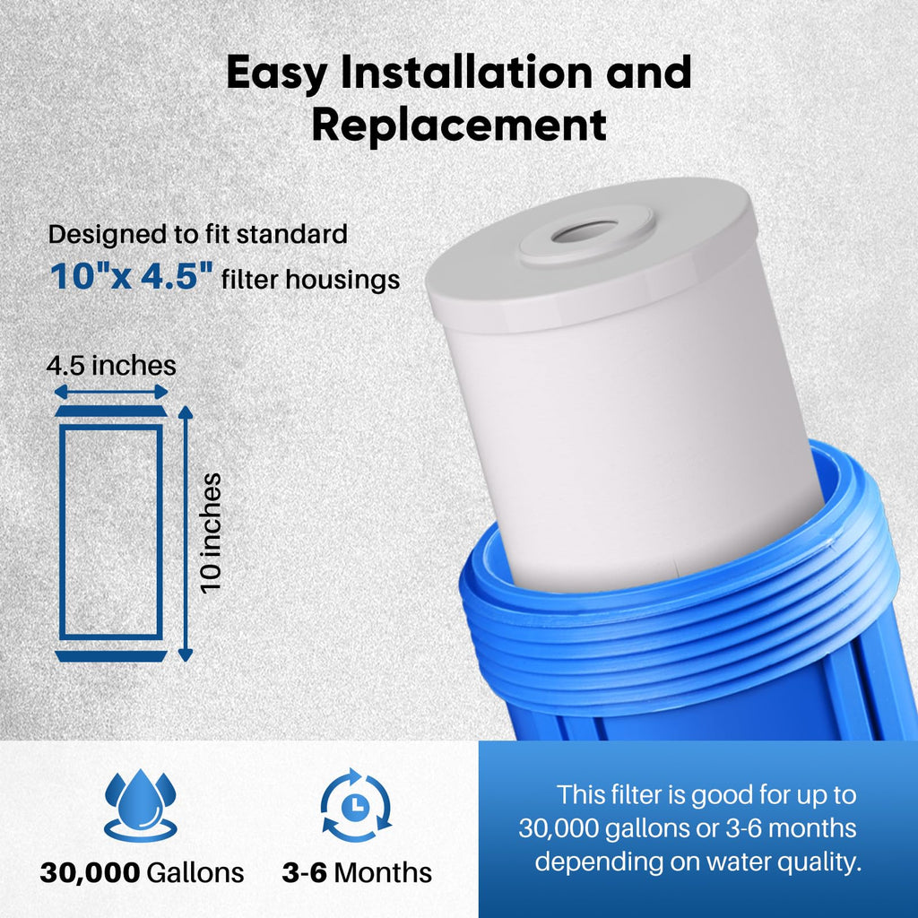 PUREPLUS 5 Micron 10" x 4.5" Whole House PP Sediment Resin Composite Water Softener Filter Cartridge for GE FXHTC,GXWH40L,GXWH35F,GNWH38S,Culligan RFC-BBSA,WRC25HD,Pentek RFC-BB,4Pack