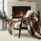EverGrace Chenille Christmas Throw Blanket, 50"x60", White Stewart Plaid