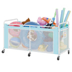 GRANNY SAYS Pool Float Storage Organizer, 290-Gallon Large Pool Storage Bin,35" Pool Toy Storage Cart with Wheels for Floats,Toys and Balls,Mesh Poolside Storage Holder for Swimming Pool, Blue