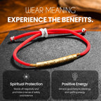 Buddha & Karma Tibetan Red String Bracelet - Handmade Buddhist Lucky Charm for Protection, Good Fortune & Positive Energy - Spiritual Bracelet for Men & Women - Adjustable Bracelets for Daily Wear - Gold