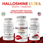 Hallusa Natural Hallosmine Ultra Diosmin 500mg & Hesperidin 150mg – Heavy Legs, Swelling & Vein - Blood Circulation Supplements, 60 Caps