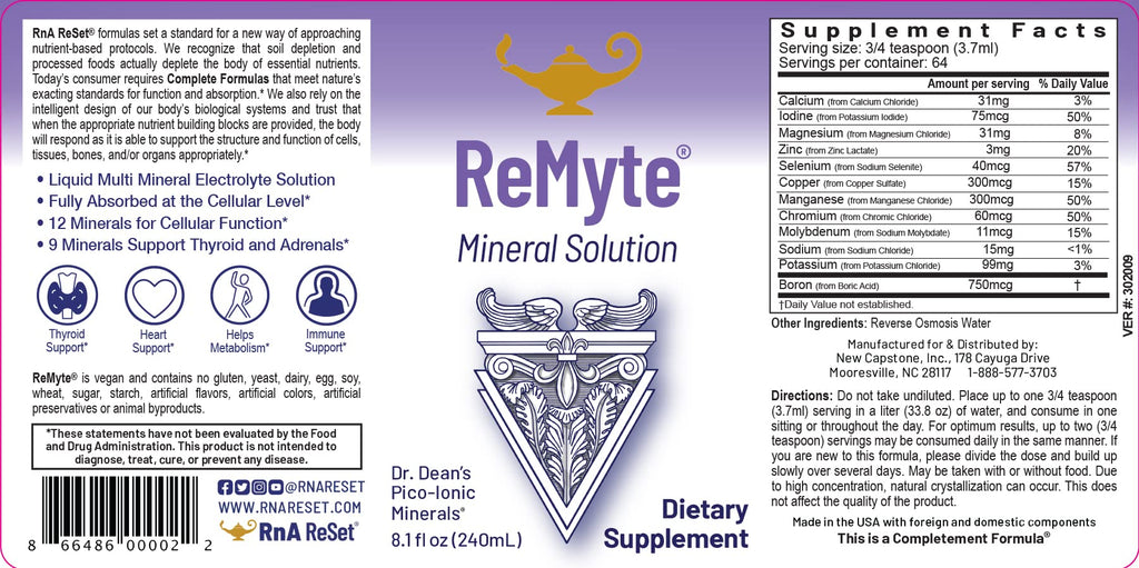 RnA ReSet ReMag & ReMyte – Liquid Magnesium and Multi-Mineral Supplement Bundle, 8.1 Fl Oz Each (2-Pack) NSF Certified