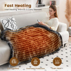 Bearhug Heated Throw Blanket 50" x 60" Electric Throw Warming Blanket Reversible Faux Fur & Sherpa, 6 Heating Levels & 4H Auto Off, Over-Heat Protect, ETL, Washable Heated Blanket Marble Black