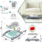 Foldable Baby 5-in-1 Activity Walker - Rocker, Activity Center, Bouncer, Seat Walker, Push Walker - Adjustable Speed Rear Wheels and Height Toys Ages 6-18 Months… (Mint Green)