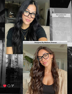 Madison Avenue Trendy Sqaure Blue Light Blocking Glasses for Women with Case, Stylish Anti Glare Glasses for Computer Black
