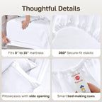 California Design Den Soft 100% Cotton Sateen Queen Bed Sheets Set, White