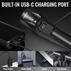 TrixHub Rechargeable Flashlights High Lumens 2Pack, 5Mode Flash Light with LCD Digital Display, Super Bright Adjustable Tactical Flashlight, High Powered LED Handheld Flashlight for Home