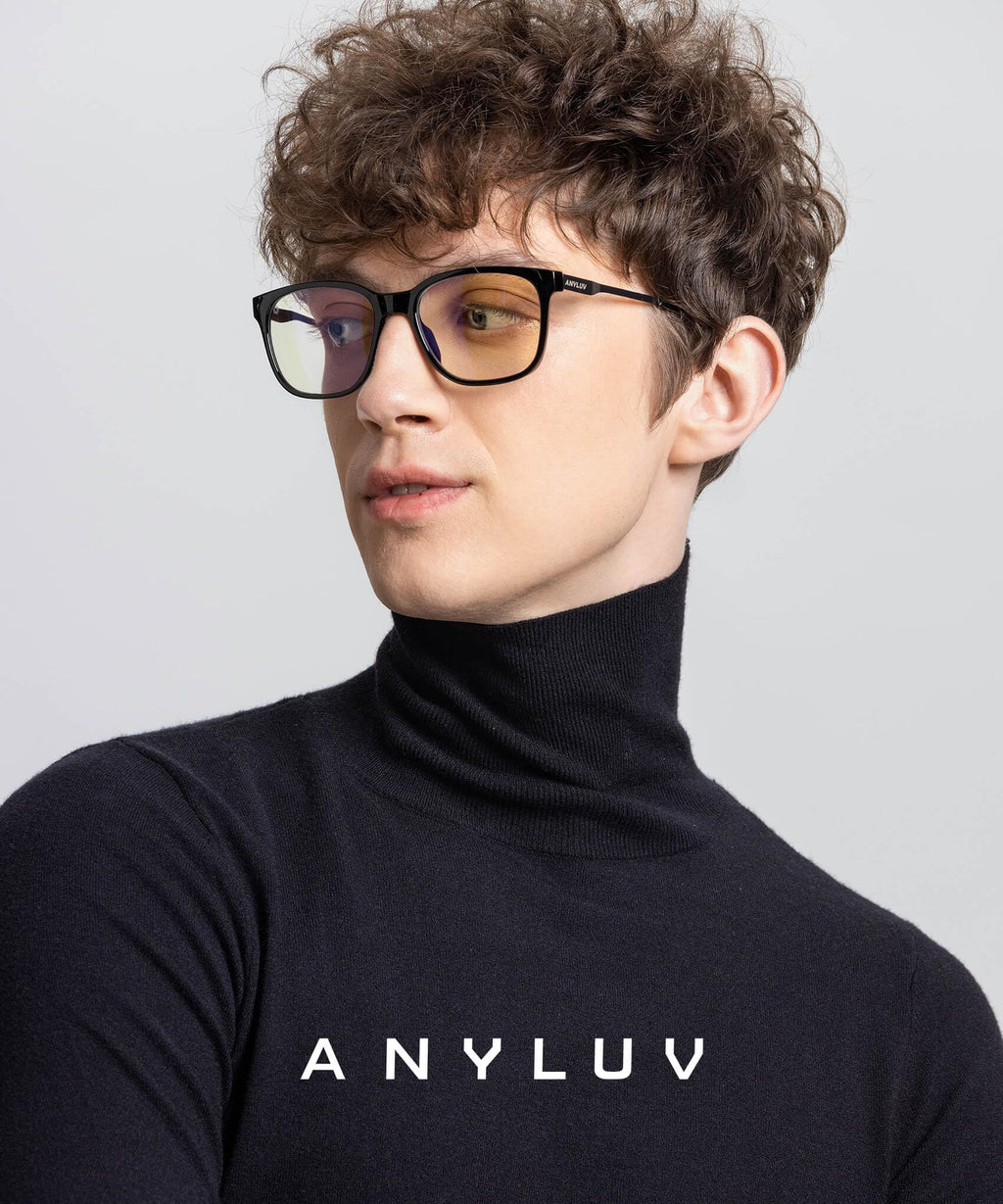 ANYLUV Blue Light Glasses for Men, Lightweight Computer Gaming Glasses, Stylish Anti Eyestrain Blue Light Blocking Men