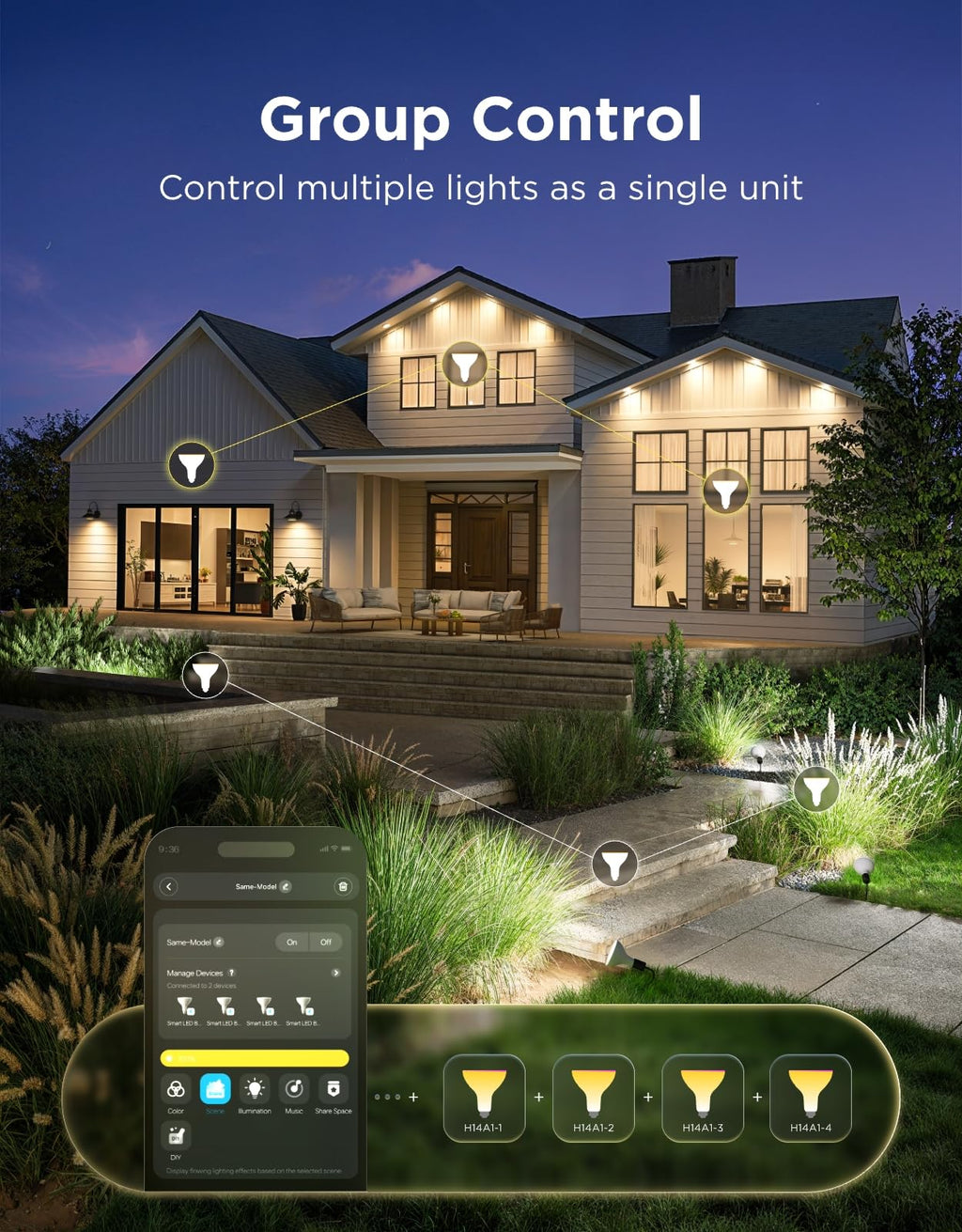 Govee PAR38 Flood Light Bulbs, 1300Lm Flood Lights Outdoor with IP65 Waterproof, Smart Light Bulbs Compatible with Alexa, Matter & SmartThings, RGBWW & Tunable White for Garage&Porch, E26 Base, 2 Pack