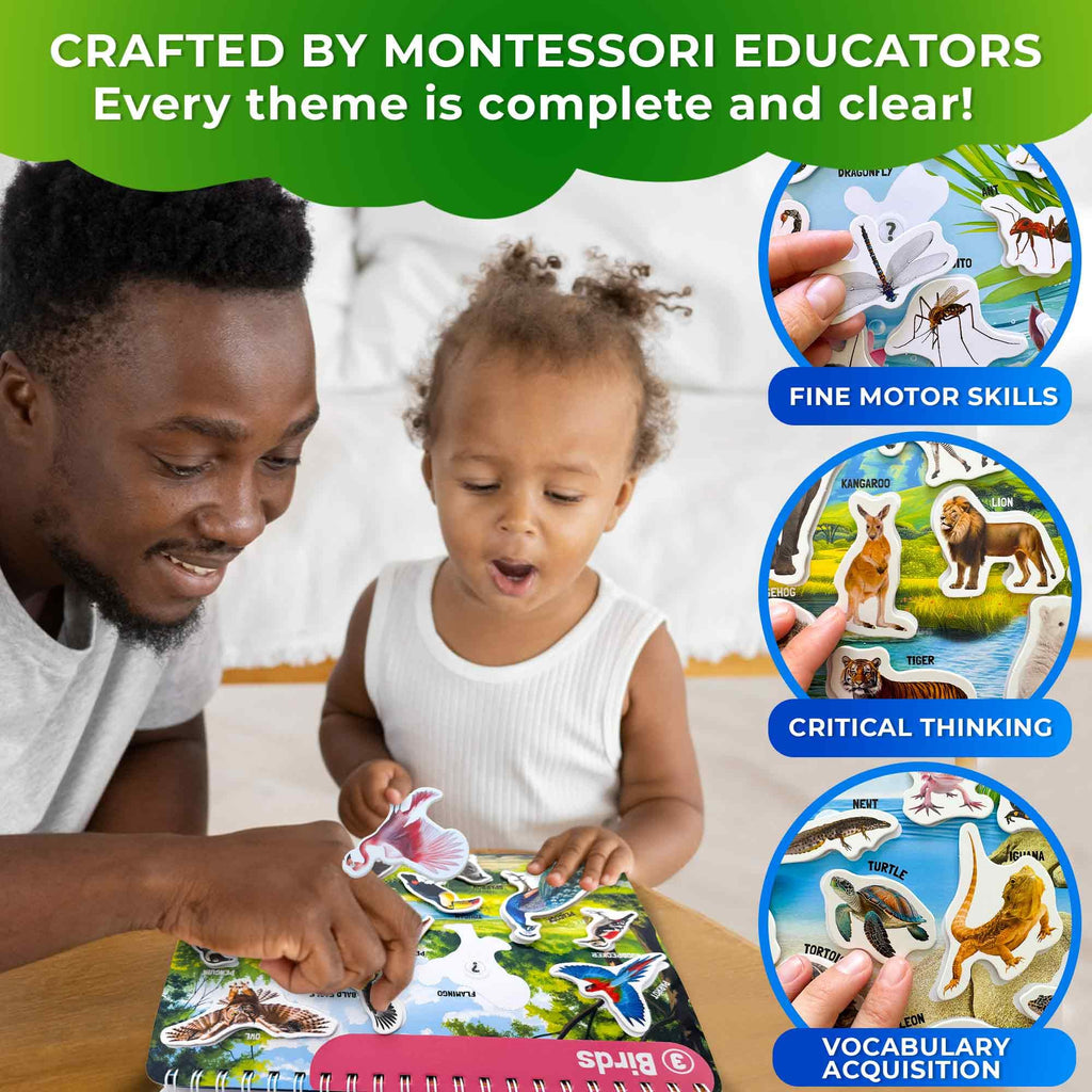 QUOKKA Montessori Busy Book for Ages 4-8 - Pre K Toddler Learning Activities for Homeschooling - My Preschool Busy Book for Toddlers 3-5 - 15 Kids Educational Animal Activities