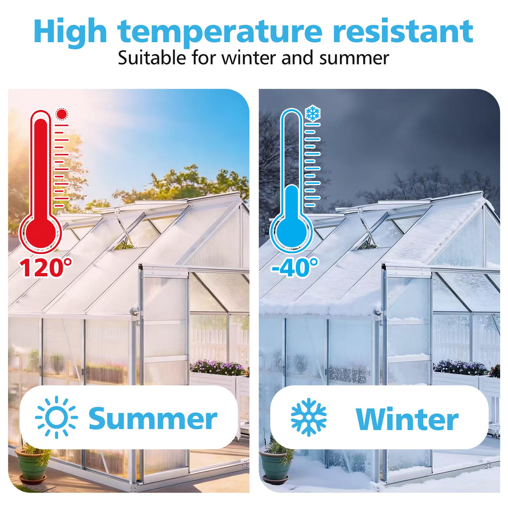 6 Pcs Polycarbonate Greenhouse Panels,4' x 2' x 0.16'' Twin-Wall Plastic roof Panels,Waterproof UV Protected Clear Corrugated Polycarbonate Sheet for All Weather Outdoor Garden Greenhouse Replacement