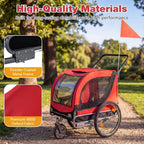Giantex 2-in-1 Dog Bike Trailer & Pet Stroller for Large Dogs – Foldable Pet Carrier Cart with Front Caster & 2 Air-Filled Tires, Breathable Mesh, PVC Rain Cover, 176 lbs Capacity (Red)