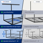FLEXIMOUNTS 2 Pack 3x6 Overhead Garage Storage Adjustable Ceiling Rack 72" Length x 36" Width x 40" Height, 900lbs Total Weight Capacity, White, Classic Series